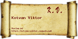 Kotvan Viktor névjegykártya